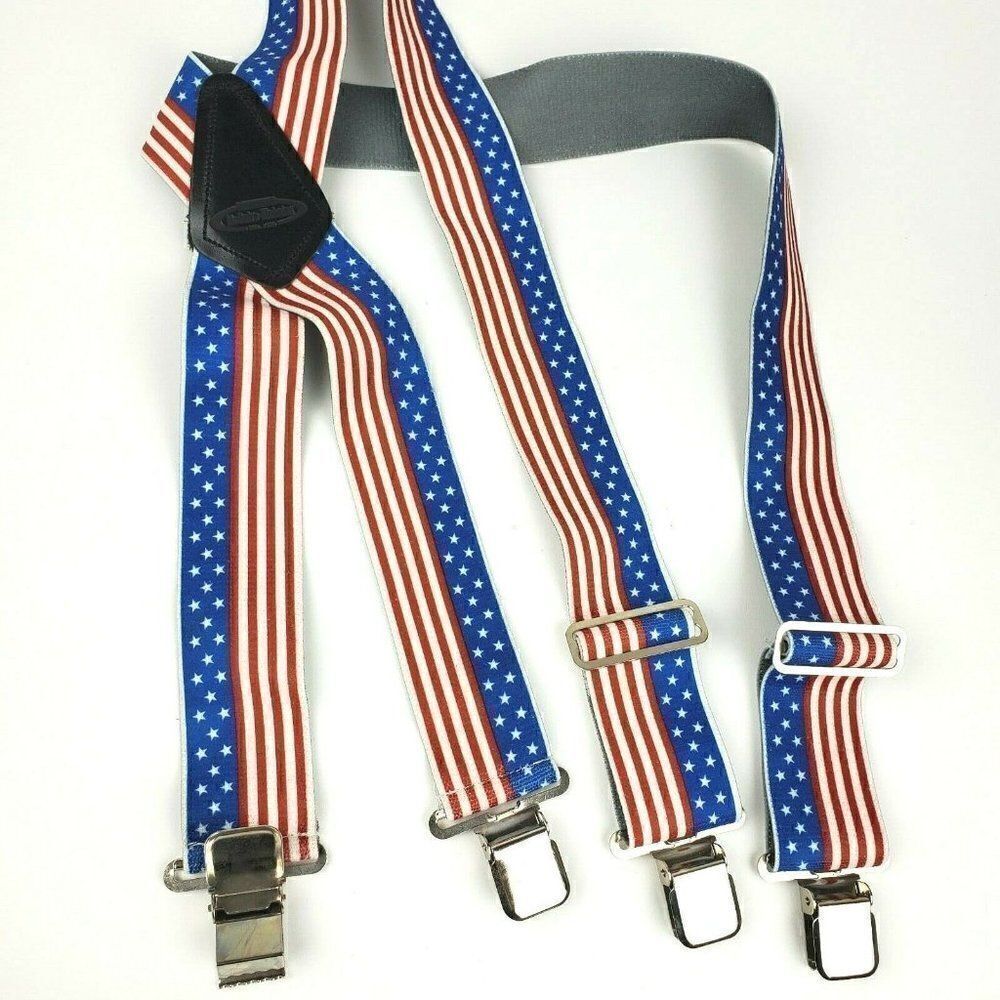 Patriotic Suspenders McGuire Nicholas Workwear Red White & Blue Stars Stripes 2"